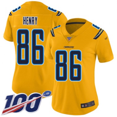 Los Angeles Chargers NFL Football Hunter Henry Gold Jersey Women Limited 86 100th Season Inverted Legend
